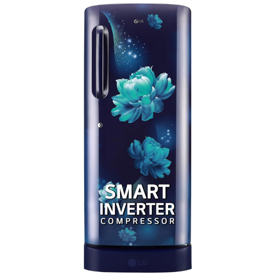LG 224 L 5 Star Direct-Cool Smart Inverter Compressor Single-Door Refrigerator (GL-D241ABCU, Blue Charm, Smart Connect, Base stand with Drawer, Fast Ice Making & Spillproof toughened glass shelves)
